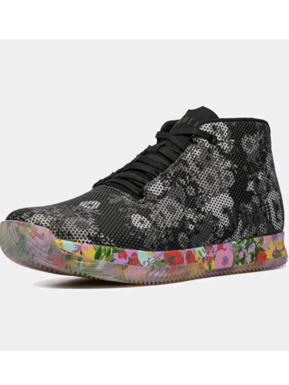 Nobull Court Trainer Mid Top Sneakers Floral Monochrome M 13.5 W 15